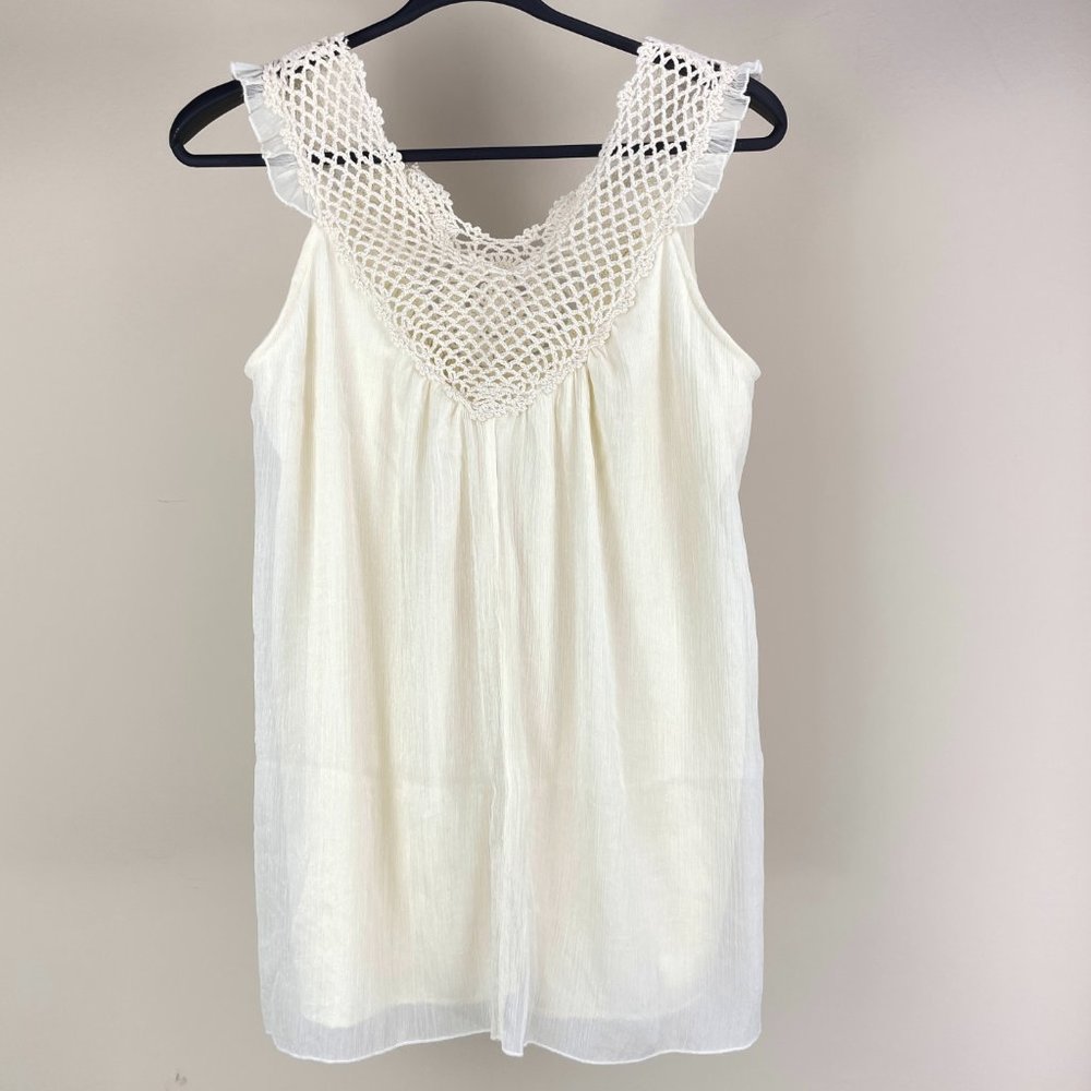 NEW | ADIVA sleeveless top accented with crochet lace - SZ M - Picture 5 of 11